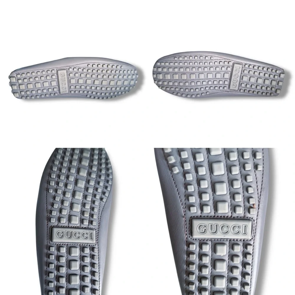 Gucci Grey Leather Interlocking G Drivers Loafers Men’s Size 6.5 / Women’s 8-8.5